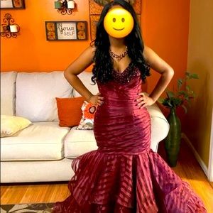 Prom dress, size 13, burgundy